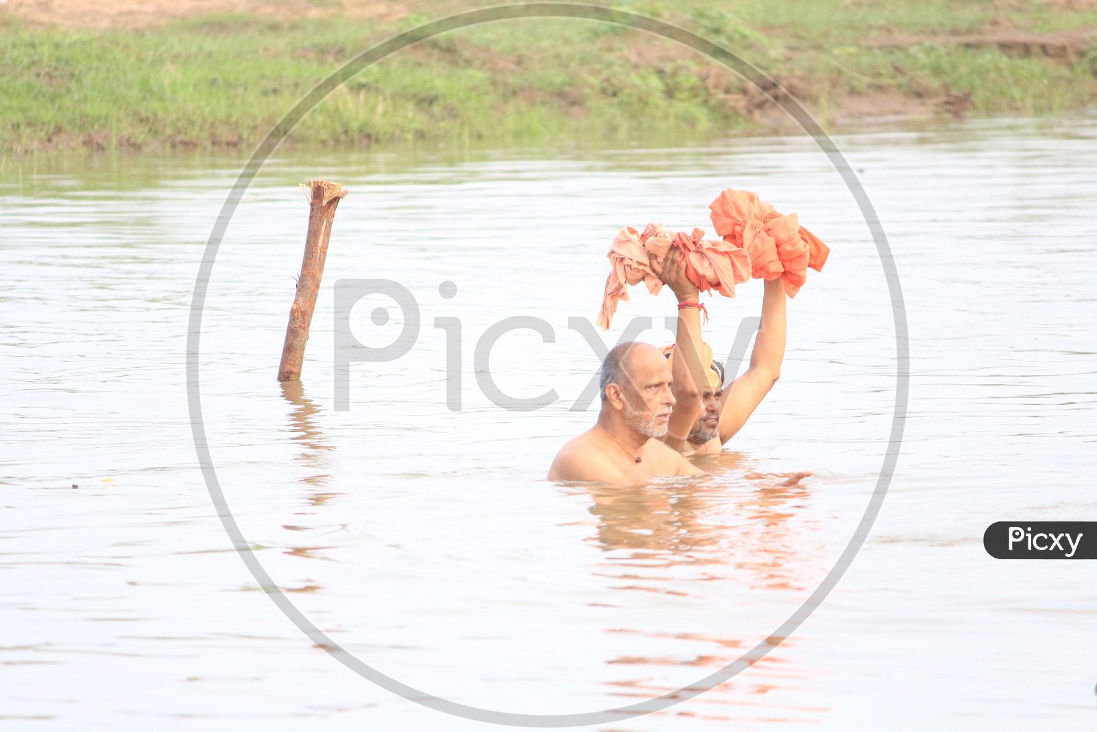 Indian Hindu Pilgrims Performing Holy Bath In river Godavari