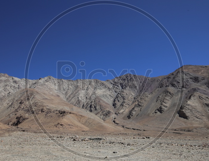 Mountains of Leh with blue sky