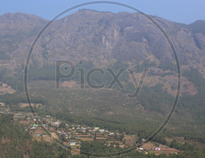 Beautiful Landscape Mountains of Munnar with Village in the foreground