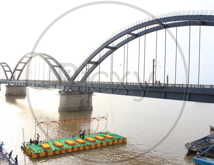 Image of A Beautiful Composition Shot Of Bridge Over Godavari River in ...