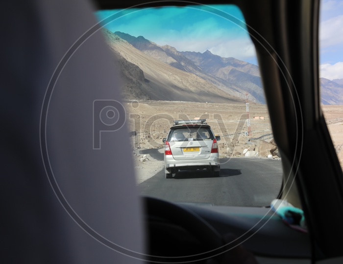 Car traveling on Leh roads