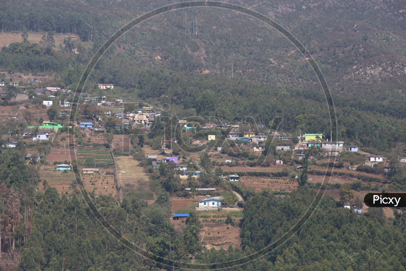 Aerial View of a Village in Munnar