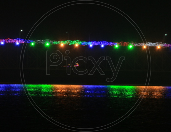 Rajahmundry Bridge at Night Time