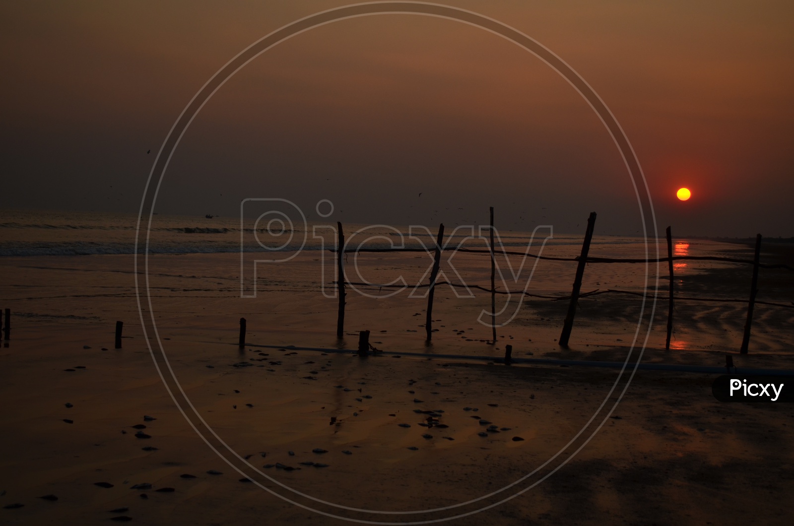 A Beautiful Sunset In Surya Lanka Beach In Golden Hour