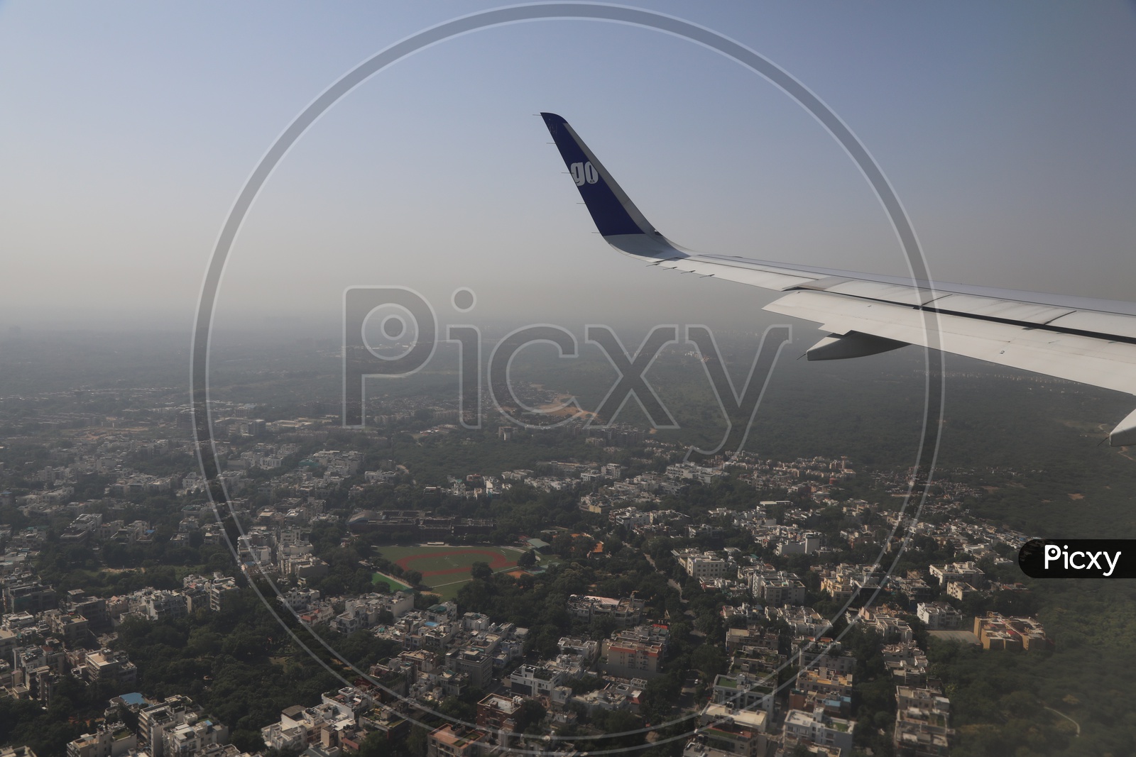 Delhi City in Aerial View from flight window