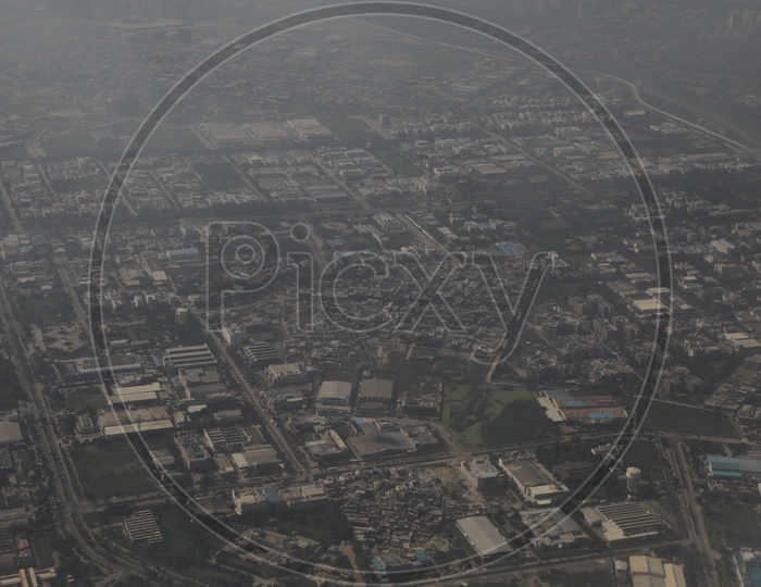 Aerial View Of Hyderabad City From Flight Window