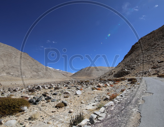 Mountains of Leh with blue sky