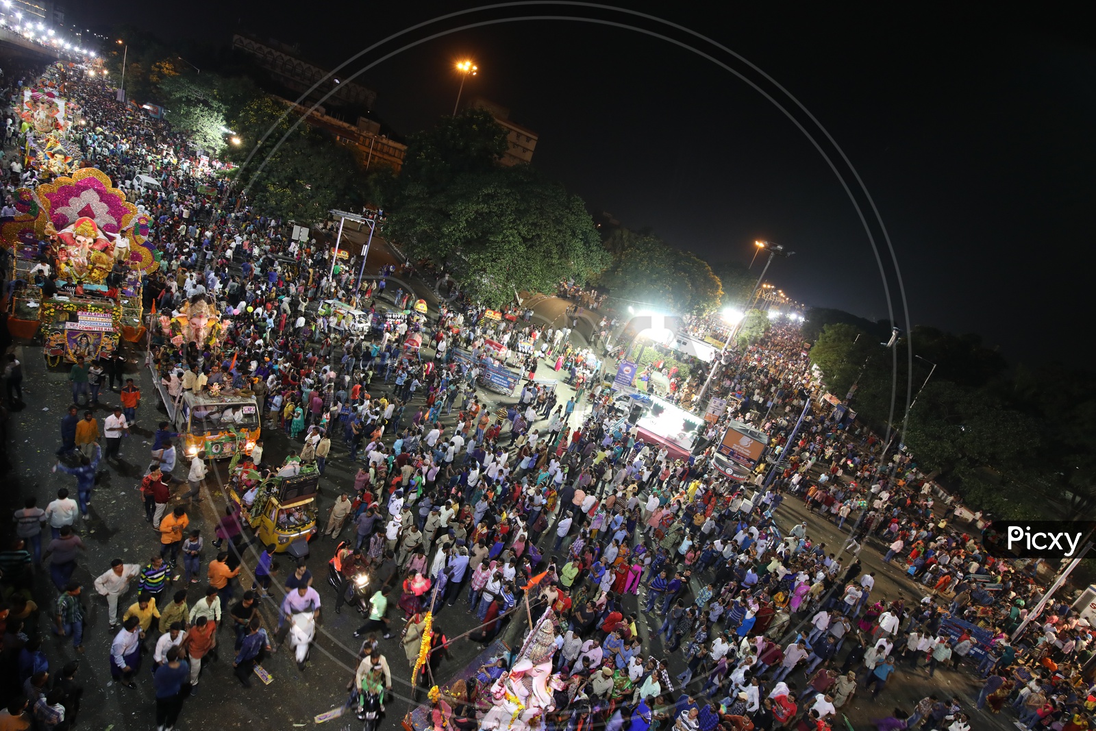 Aerial View Of Ganesh Visarjan / Nimarjanam in Hyderabad