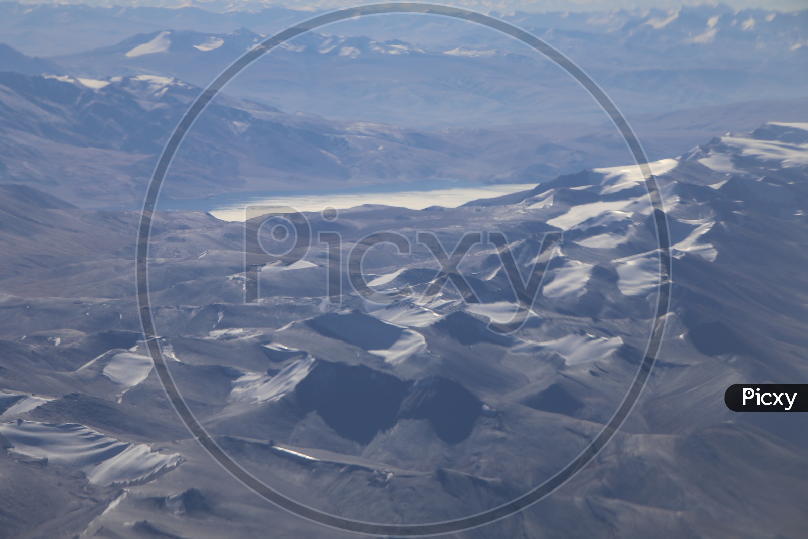 Aerial View Of River Valleys and Sand Dunes  In Leh Shot From flight Window