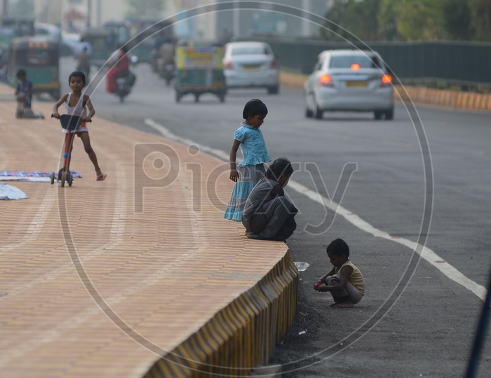 Children, footpath