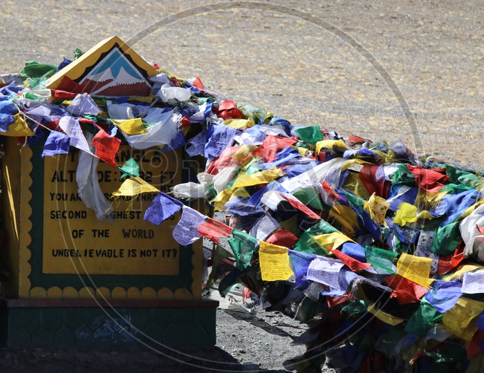 A Closeup Shot Of Tibetan Flags in Leh