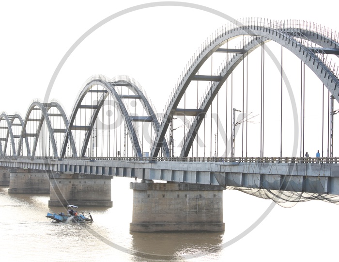 A Beautiful Composition Shot Of Bridge Over Godavari River in Rajahmundry