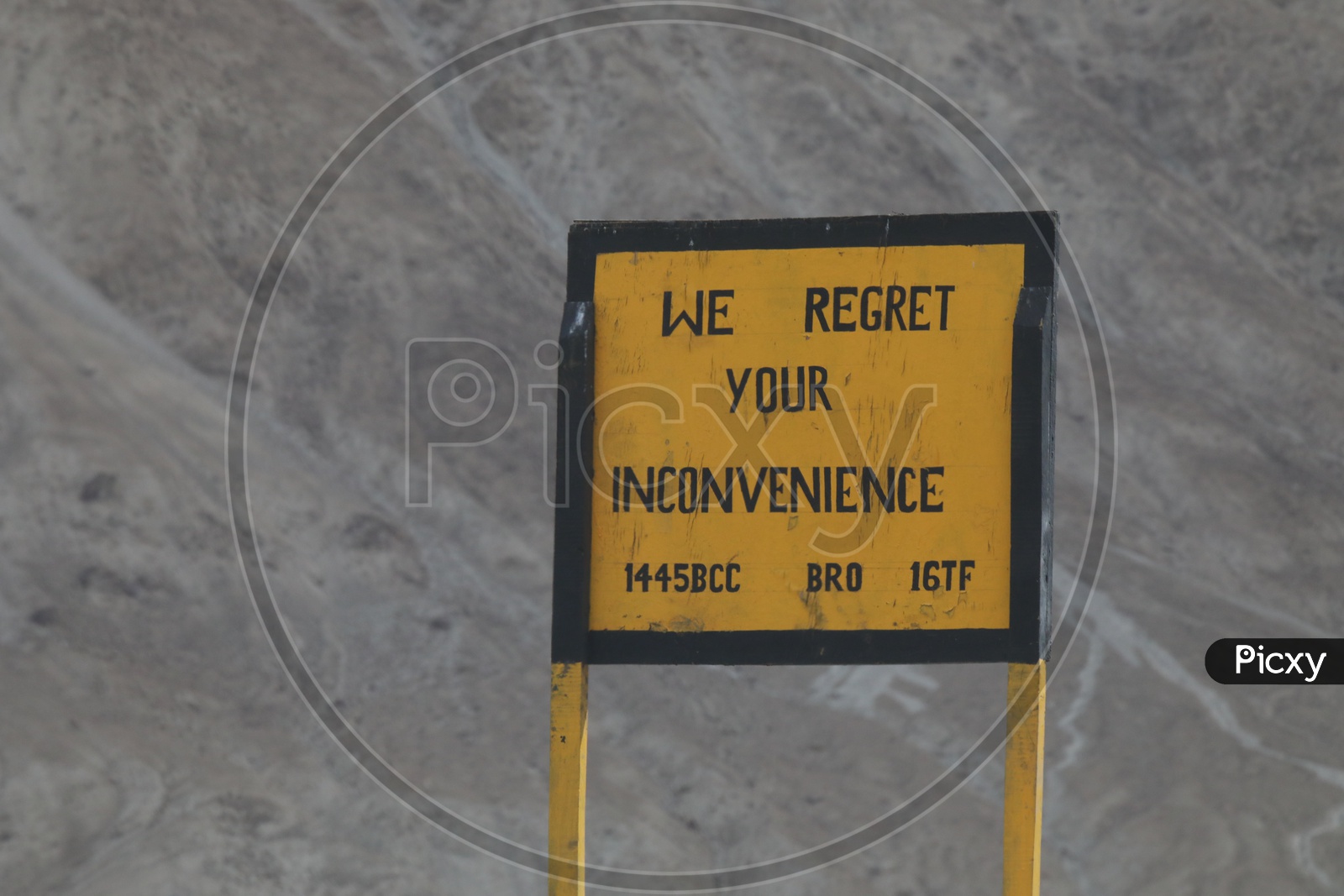 We Regret Your Inconvenience Sign Board On Road Side in leh