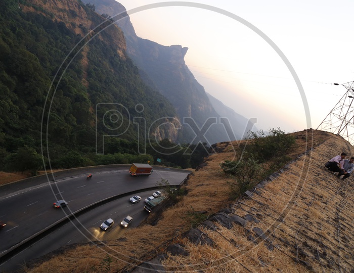 Beautiful Landscape  Mountains of Lonavala with Roadways in the foreground