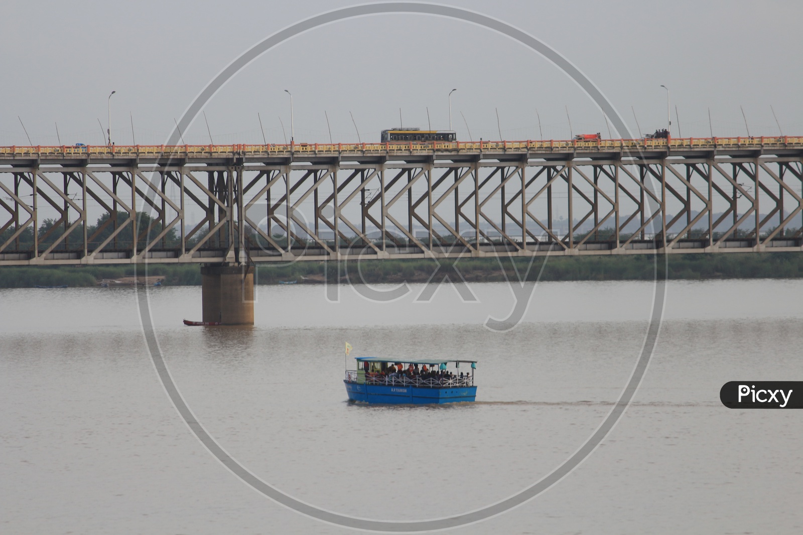 A Beautiful Composition Shot Of Bridge Over Godavari River in Rajahmundry