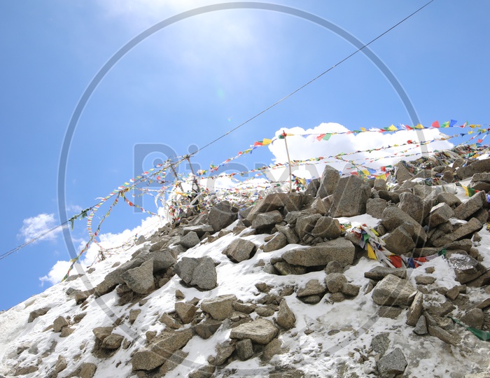 Snow Capped Mountains and Prayer Flags