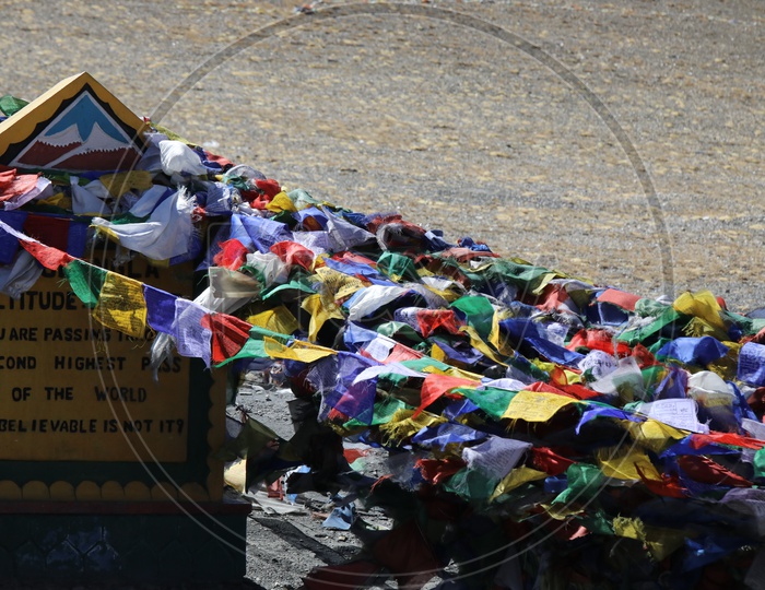 A Closeup Shot Of Tibetan Flags in Leh