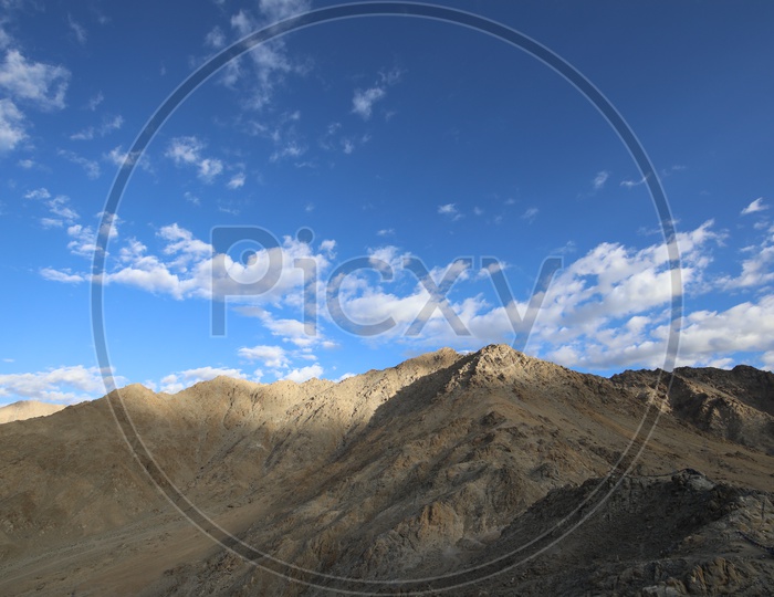 Landscape of beautiful Mountains of Leh with blue sky
