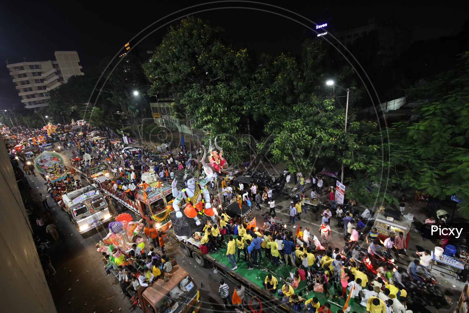 Image of Aerial View Of Ganesh Visarjan / Nimarjanam in Hyderabad