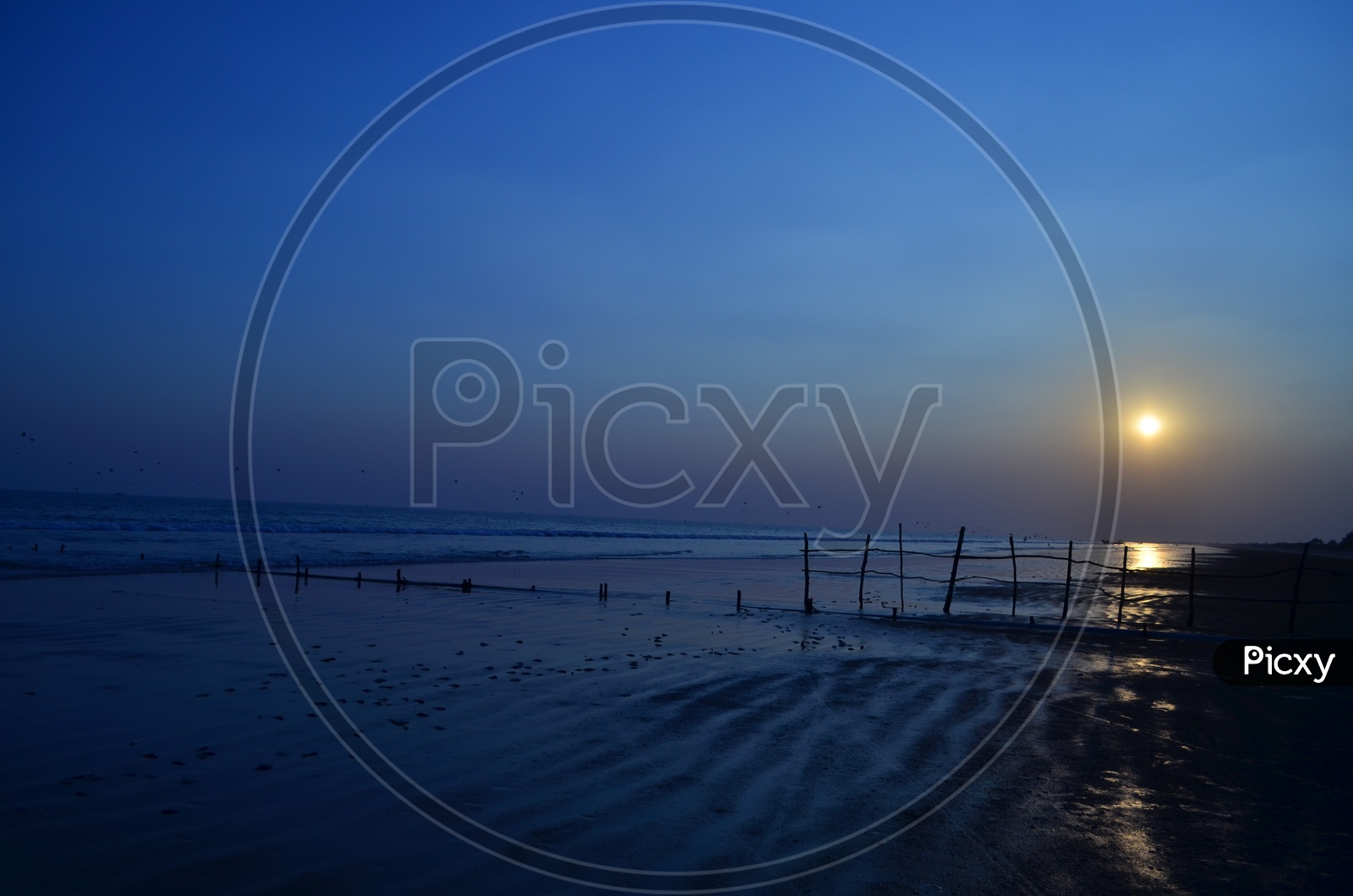 A Beautiful View Of Surya Lanka Beach in Blue  Hour  with Sunset