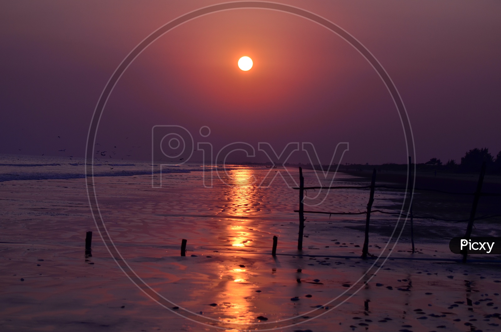 A Beautiful View Of Surya Lanka Beach in Golden  Hour  with Sunset
