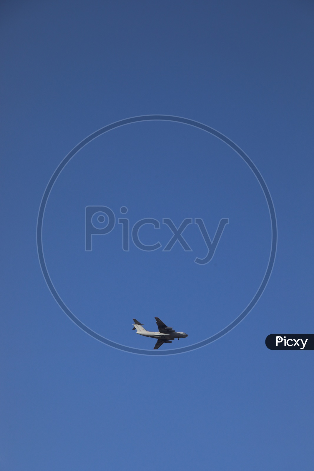 Flight flying in blue sky in leh