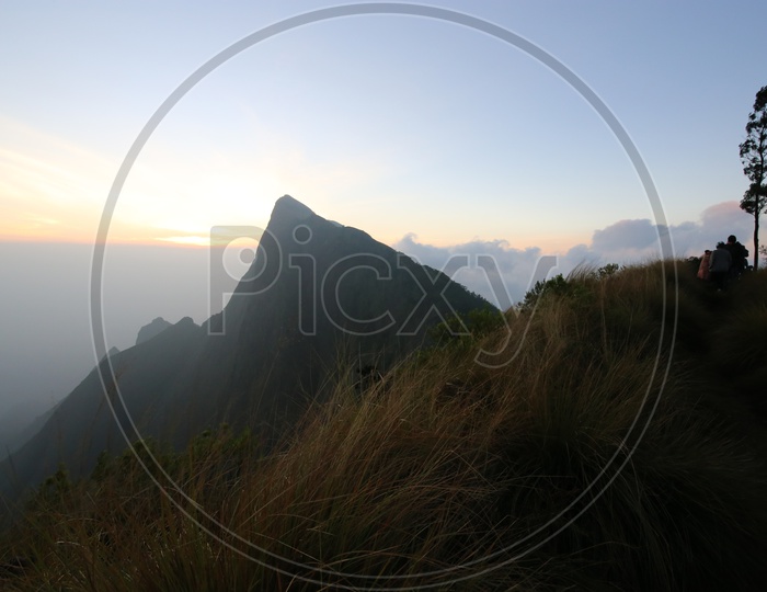 A Beautiful Sunset Over a Hill  Top in Munnar