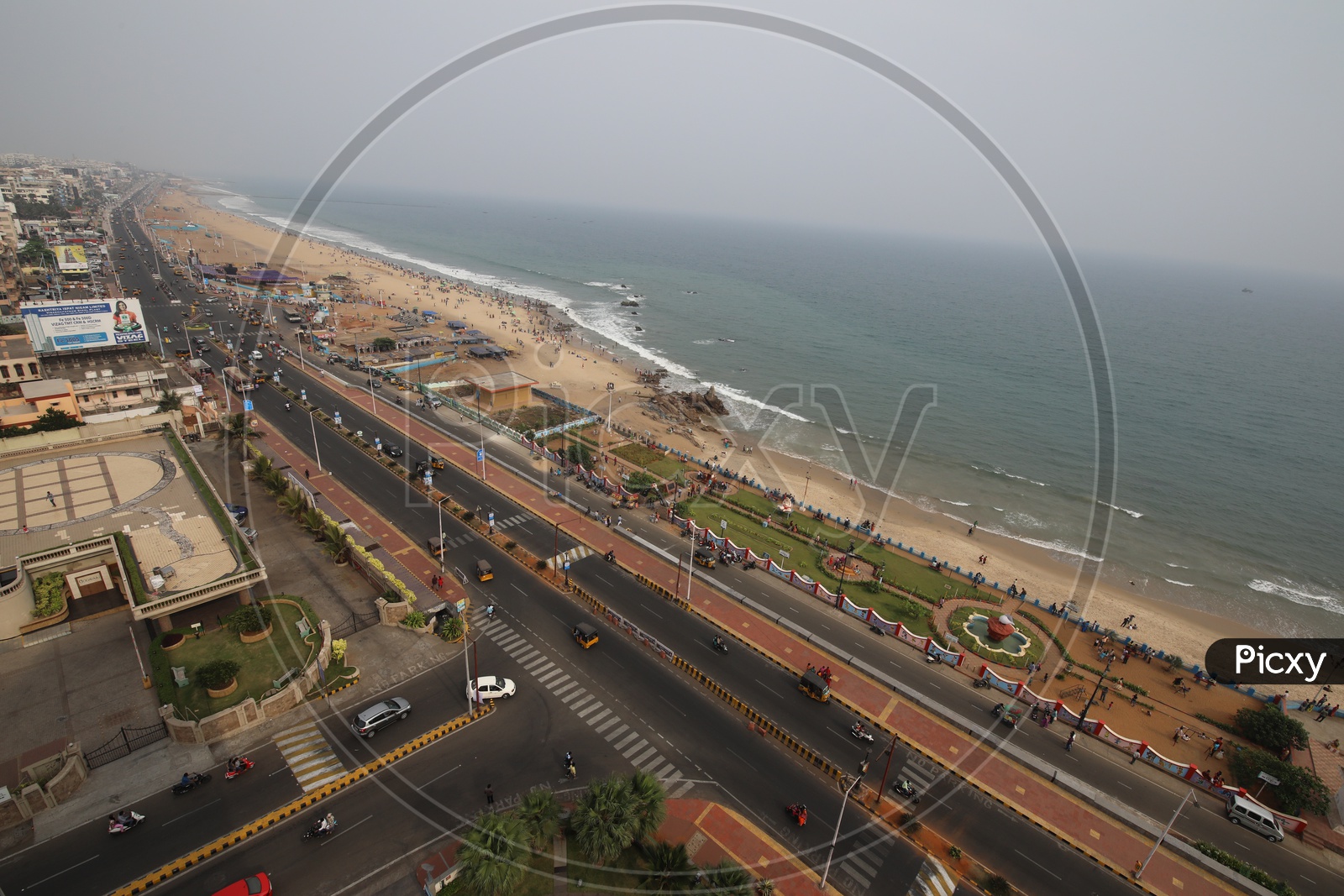 Aerial View Of Visakhapatnam Beach Road and Beach From Novotel Hotel