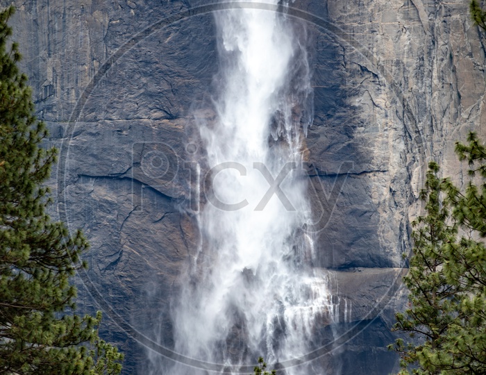 A Closeup Shot Of a Water Falls in Yosemite Valley