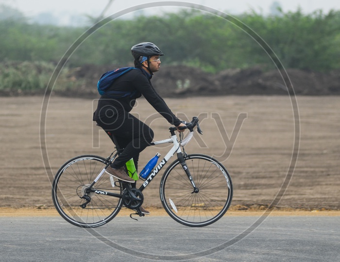 Cyclist in Amaravati