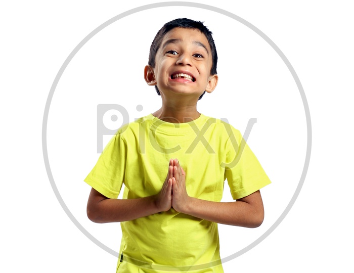 Indian Child Hands in Namaste Gesture or Indian Kid