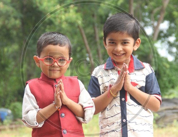 Indian Children Posing for a Portrait