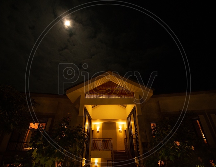 Cottages in Night Time in Coorg / medikeri