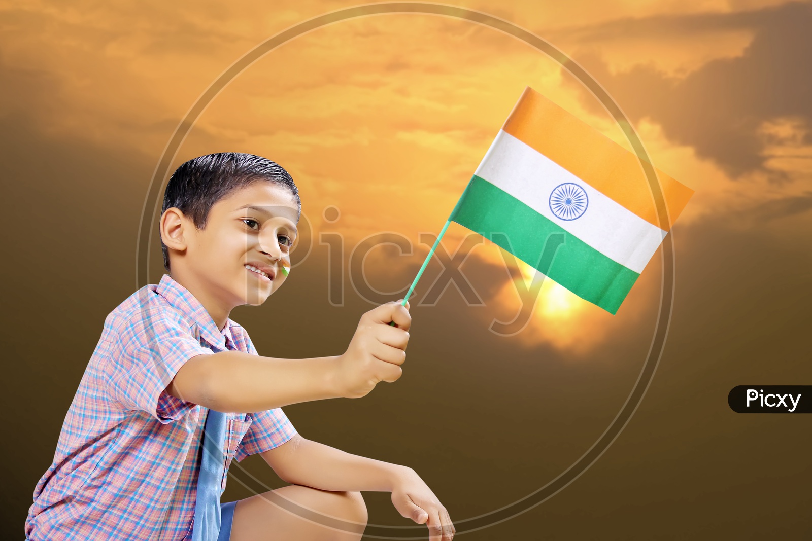 Indian Flag in Child Hand