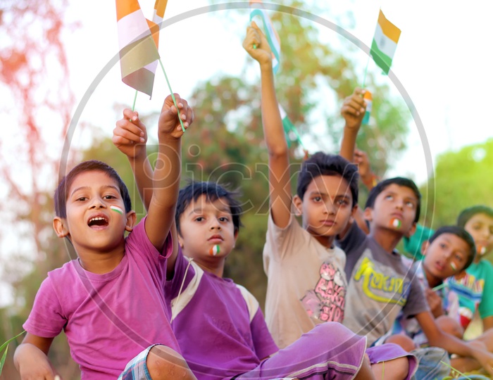 Indian Flag in Children Hands