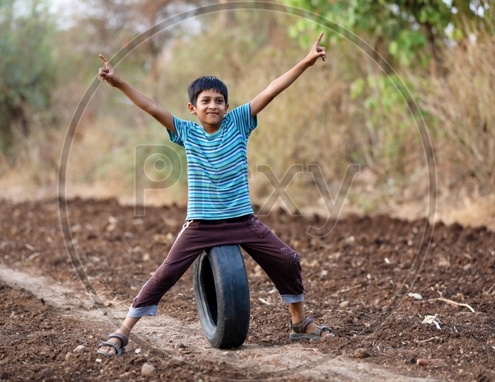 Rural Indian Child Playing