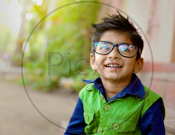 Indian Child or Indian Kid on Eyeglass, Rural India