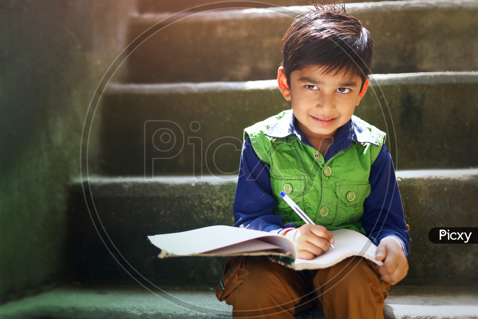 Indian Child doing Home work