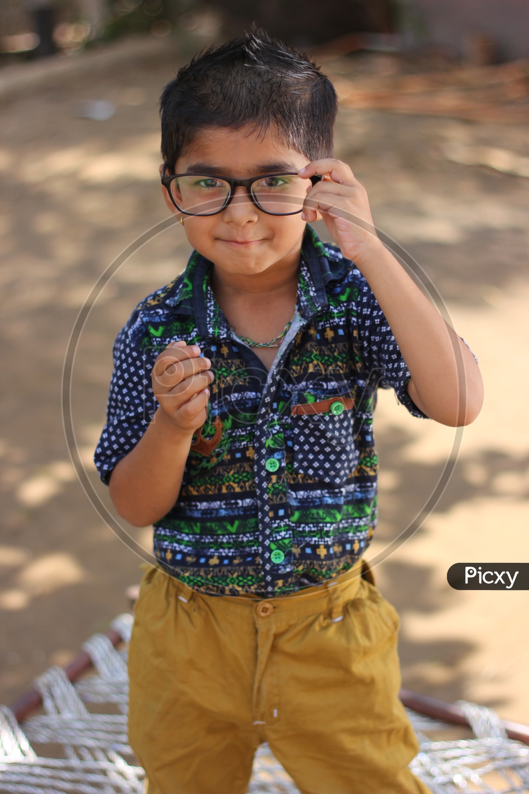 Indian Child or Indian Kid on Eyeglass, Rural India