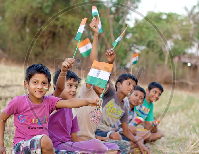 Indian Flag in Children Hands