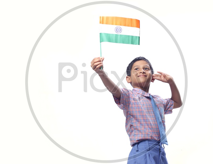 Indian Flag in Child Hand