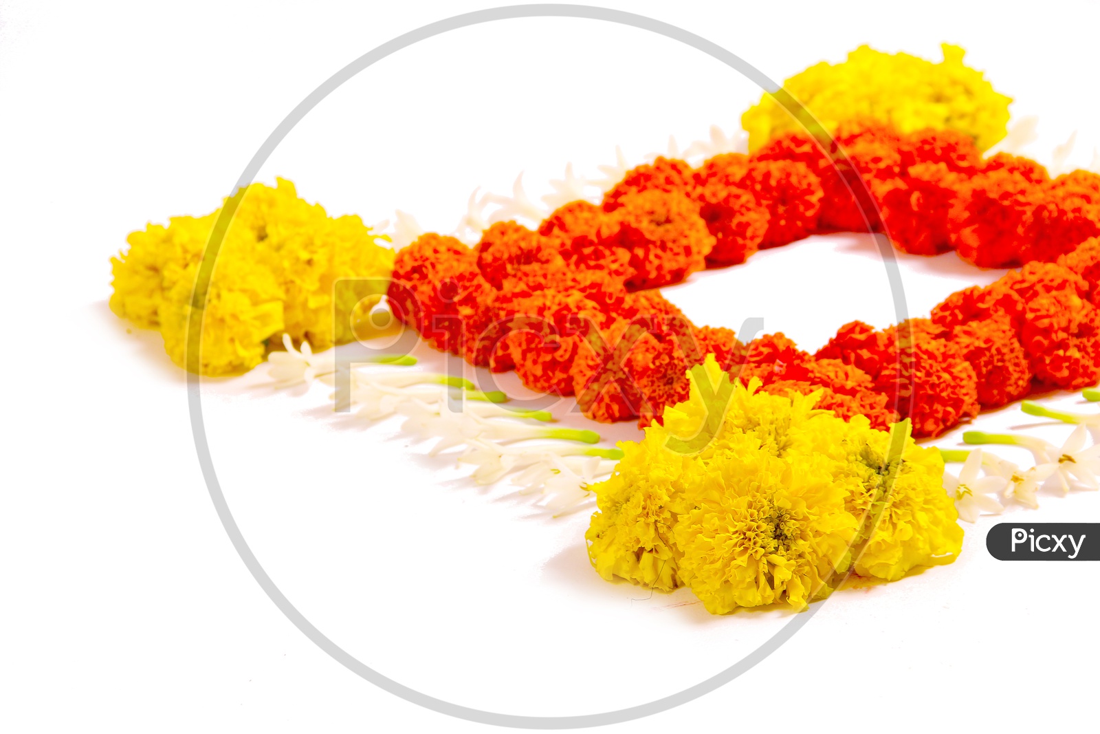 Marigold Flower Rangoli Design for Diwali Festival
