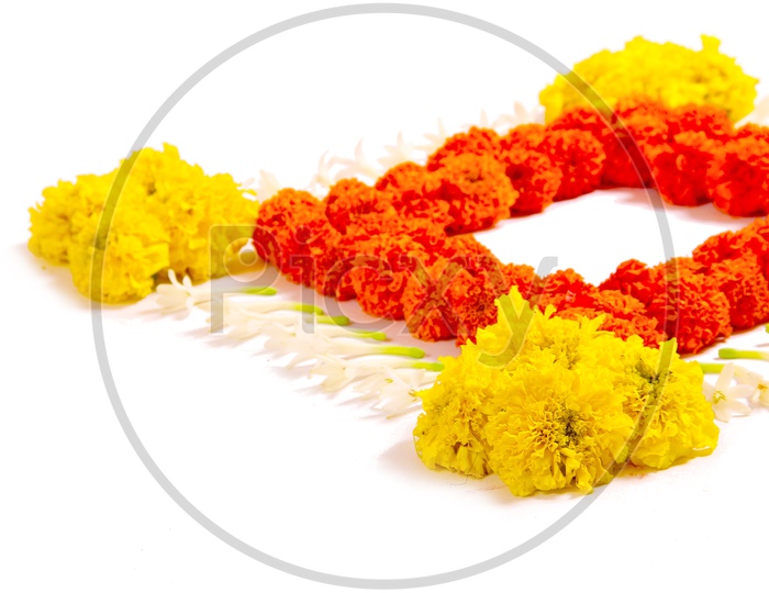Marigold Flower Rangoli Design for Diwali Festival