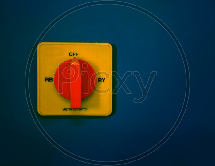 Red switch positioned to 'off' with a blue background