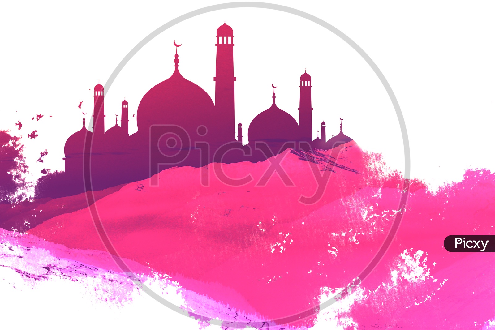 Pink color Creative Wall paper with a Mosque