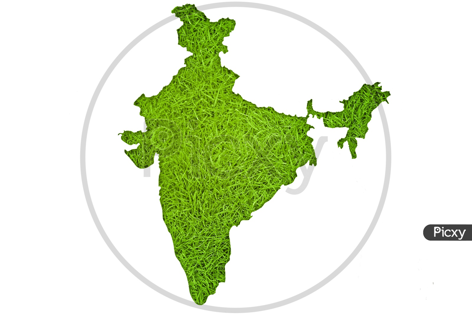 Creative India map in green with white background