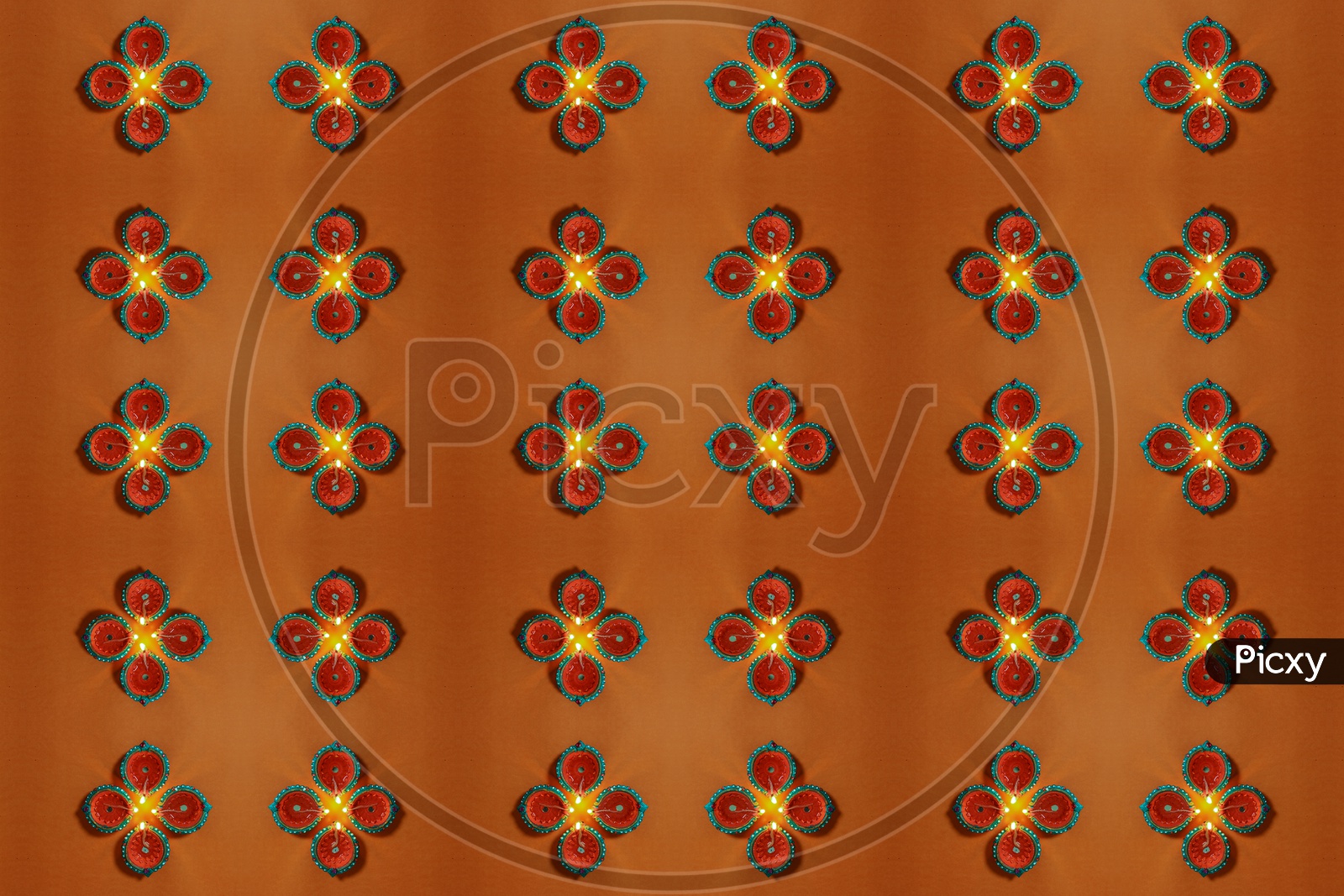 Dias / Diwali lamps Composition Shot Presenting Pattern and Symmetry Forming  a background
