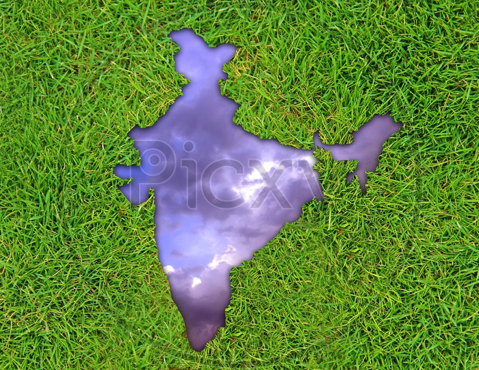 Creative India map with green background