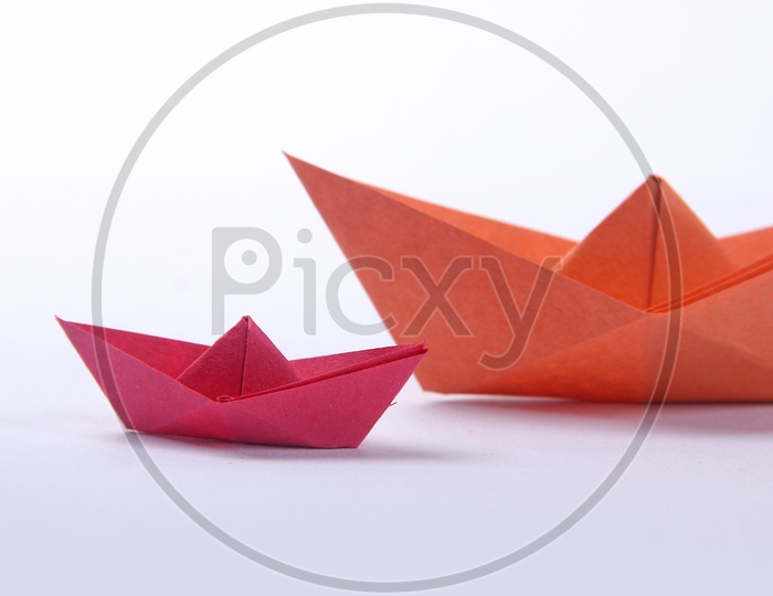 Orange & Pink Paper Boat/Boats/Sailboat