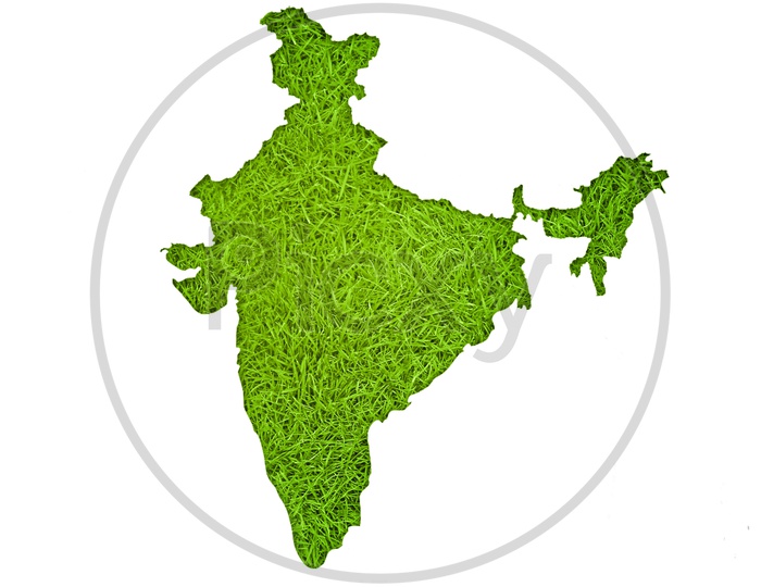Creative India map in green with white background